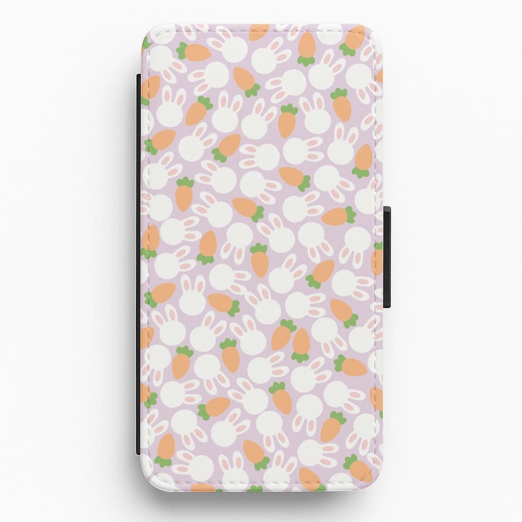Rabbits And Carrots - Easter Patterns Flip / Wallet Phone Case Protective Finish Hybrid Grip Finish