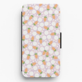 Rabbits And Carrots - Easter Patterns Flip / Wallet Phone Case Protective Finish Hybrid Grip Finish
