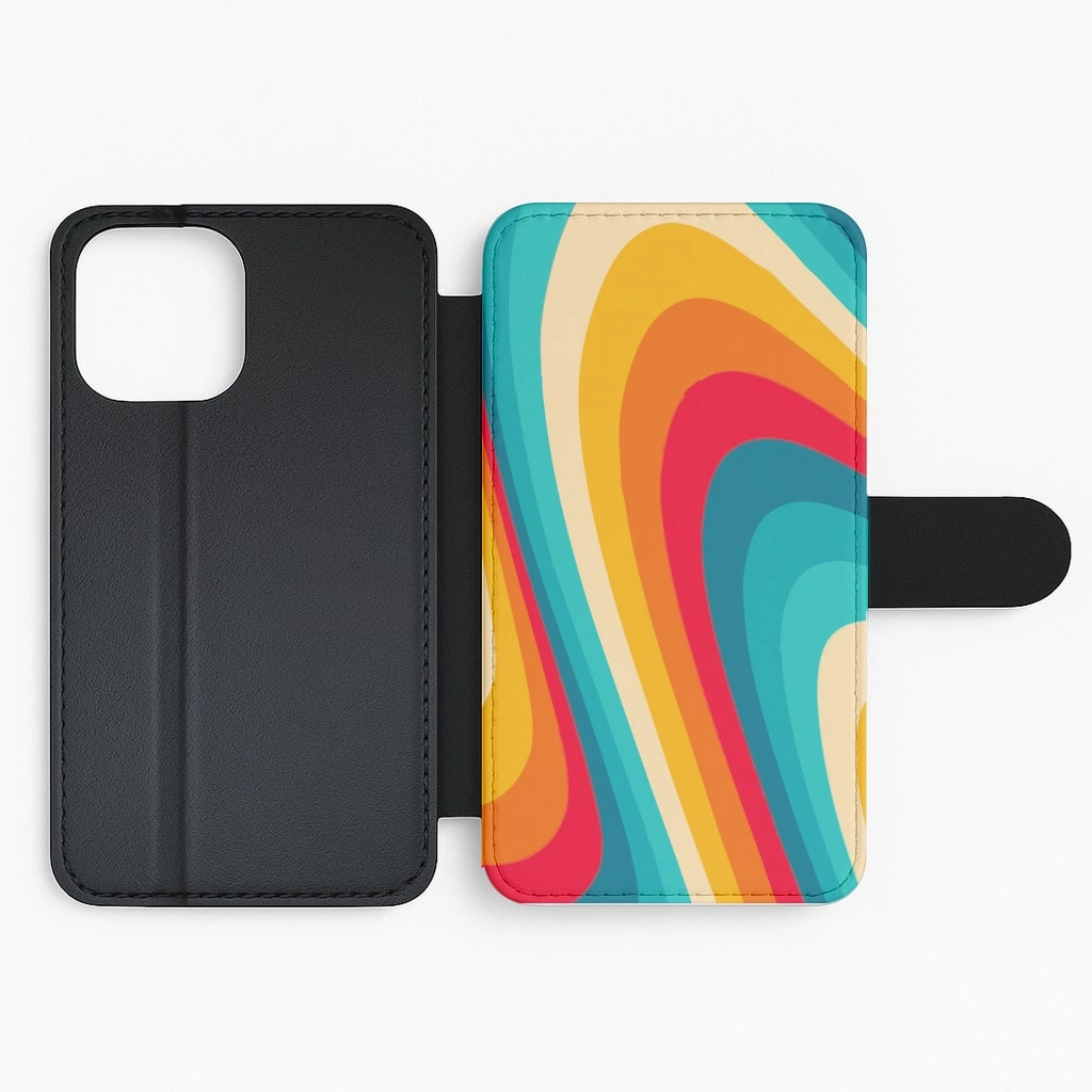 Rainbow Abstract Pattern Flip / Wallet Phone Case Matte Coating Flexible structure