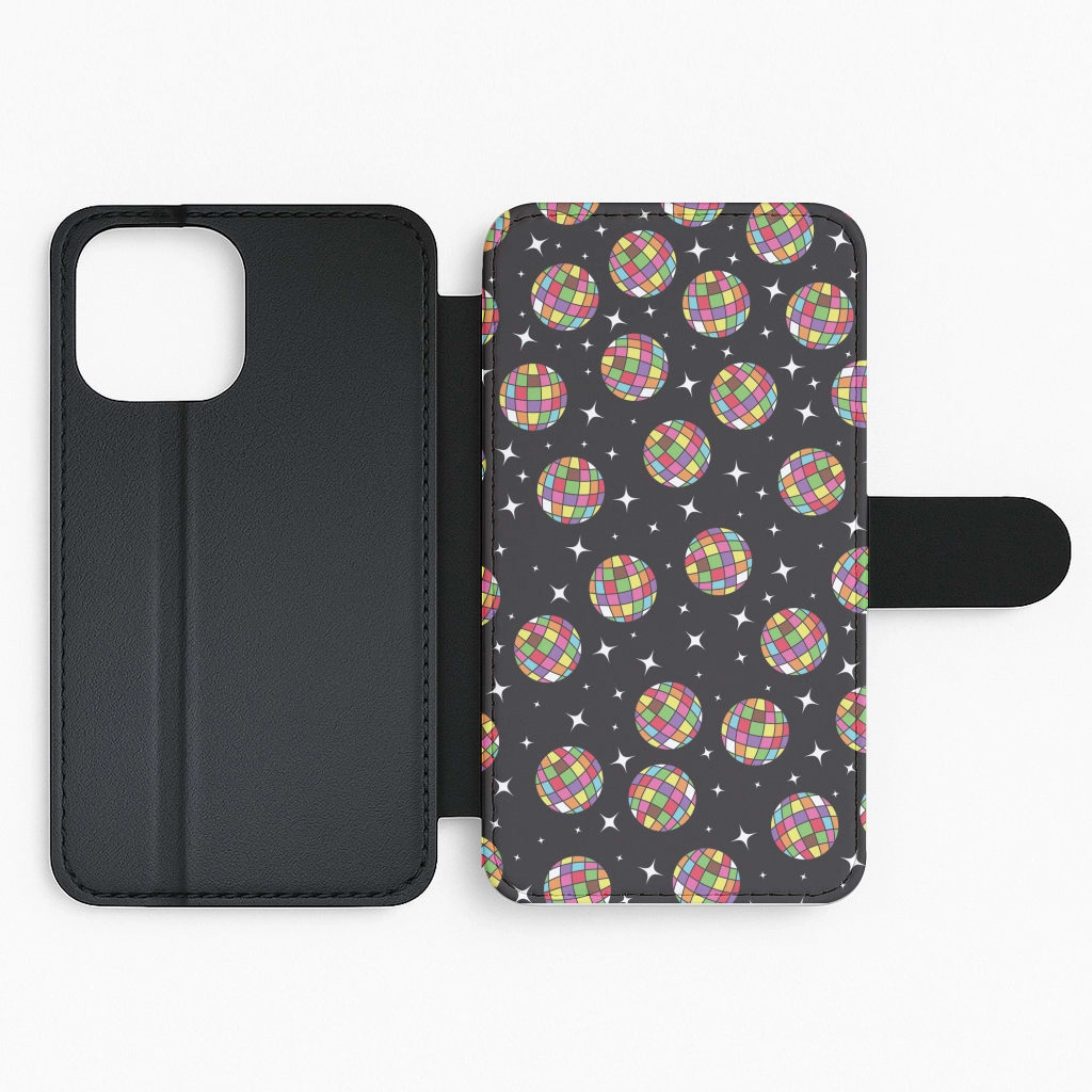 Rainbow Discoballs Flip / Wallet Phone Case Hybrid Frame Hybrid Pattern Design