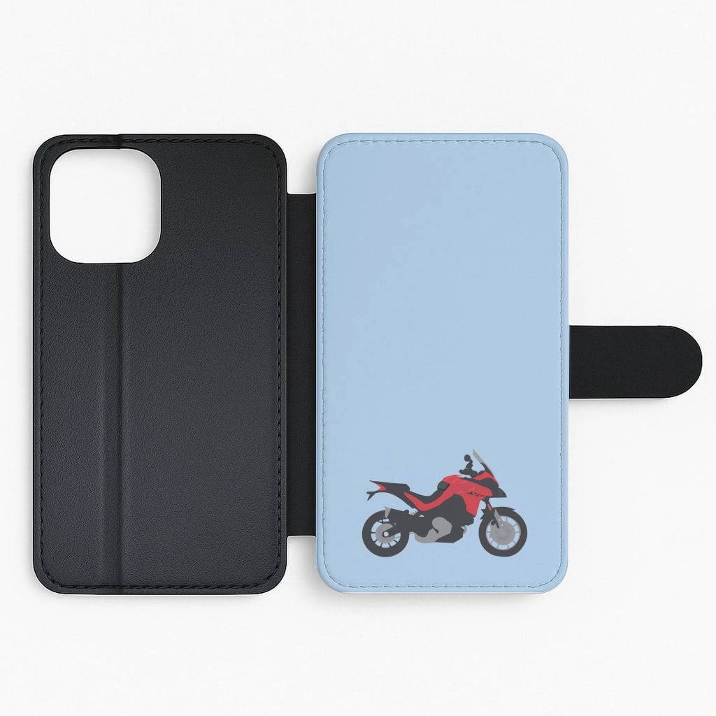 Red Motorbike - Motorbike Flip / Wallet Phone Case Elegant Accent Slim Look