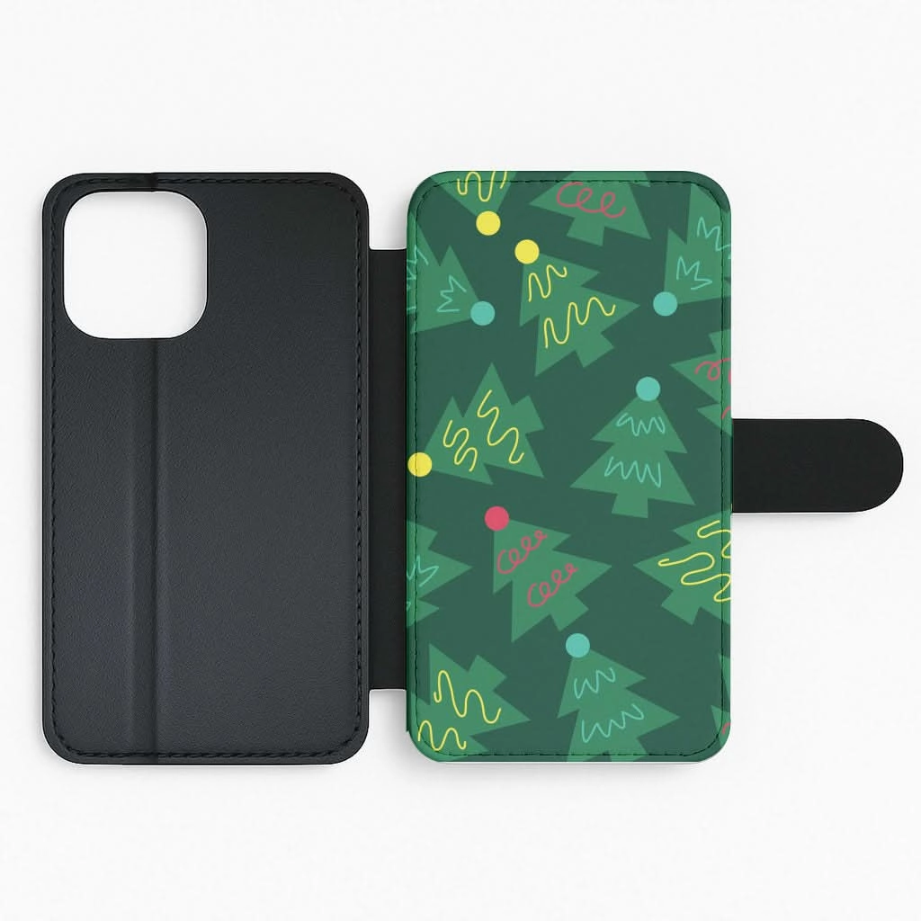 Abstract Christmas Trees Pattern Flip / Wallet Phone Case Slim Edge Hand Friendly