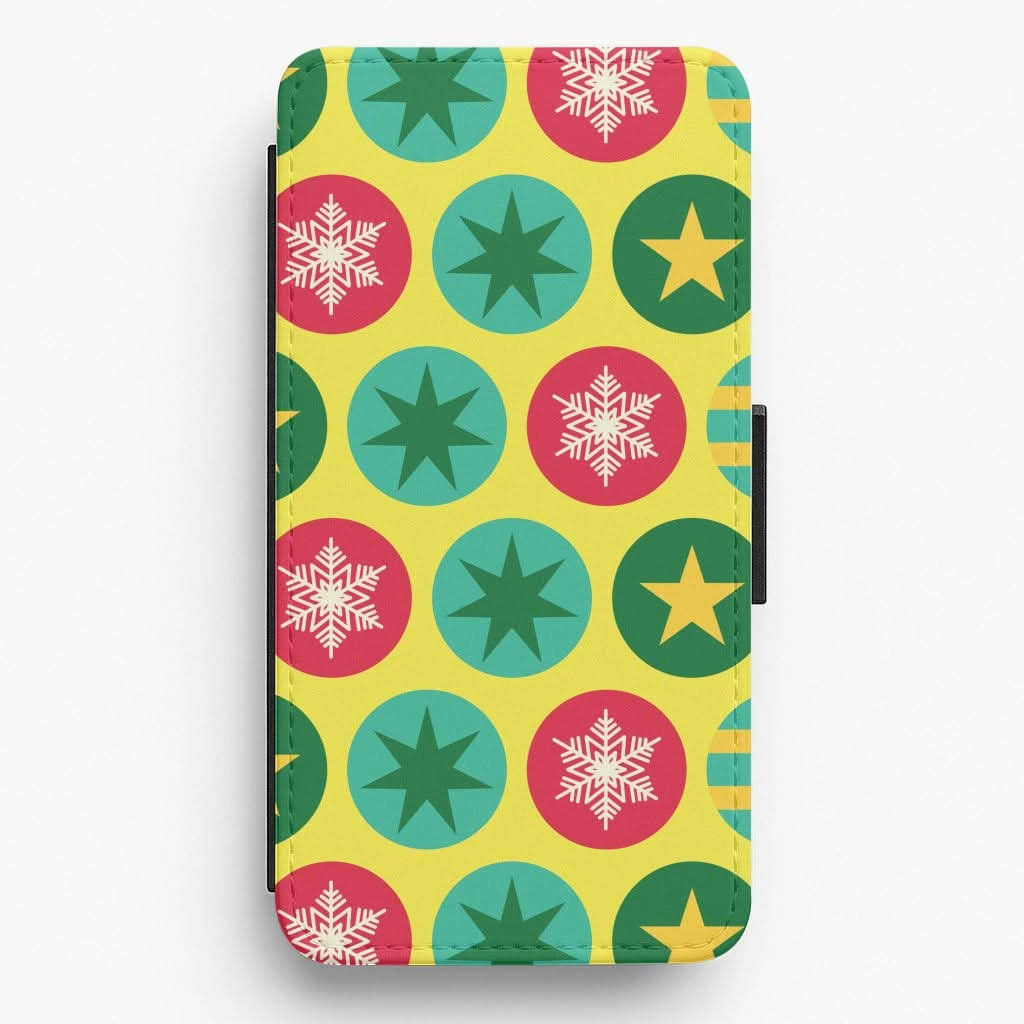 Fashion Look Colourful Abstract Baubles Christmas Pattern Flip / Wallet Phone Case