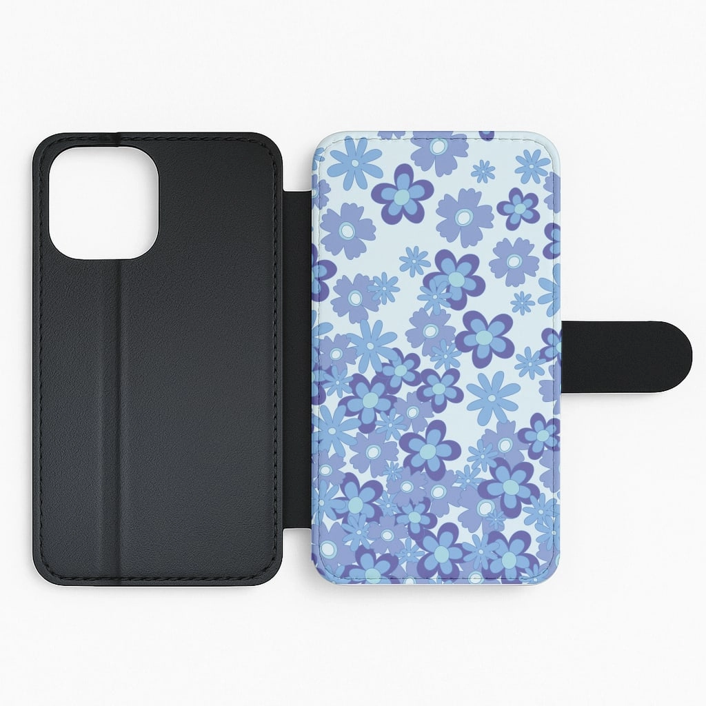Blue Flowers - Floral Patterns Flip / Wallet Phone Case Strong protection Hybrid Look