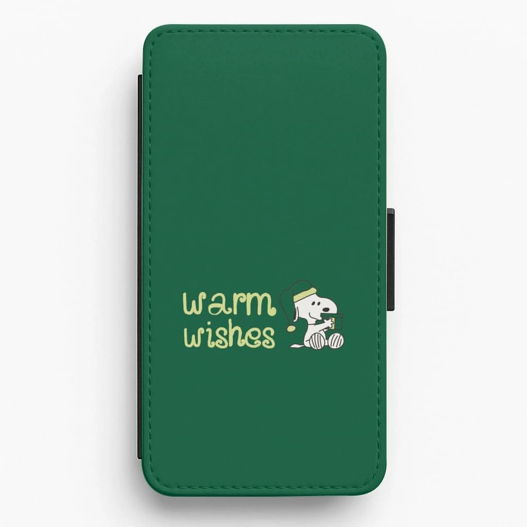 Slim Design Matte Surface Cartoon Beagle Warm Wishes Flip / Wallet Phone Case