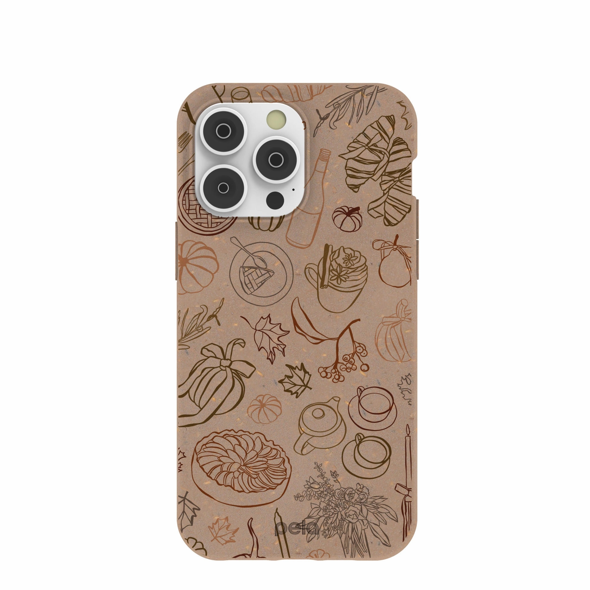 Chocolate Brown Autumn Sweets iPhone 14 Pro Max Case Stylish Detailing Transparent Edge