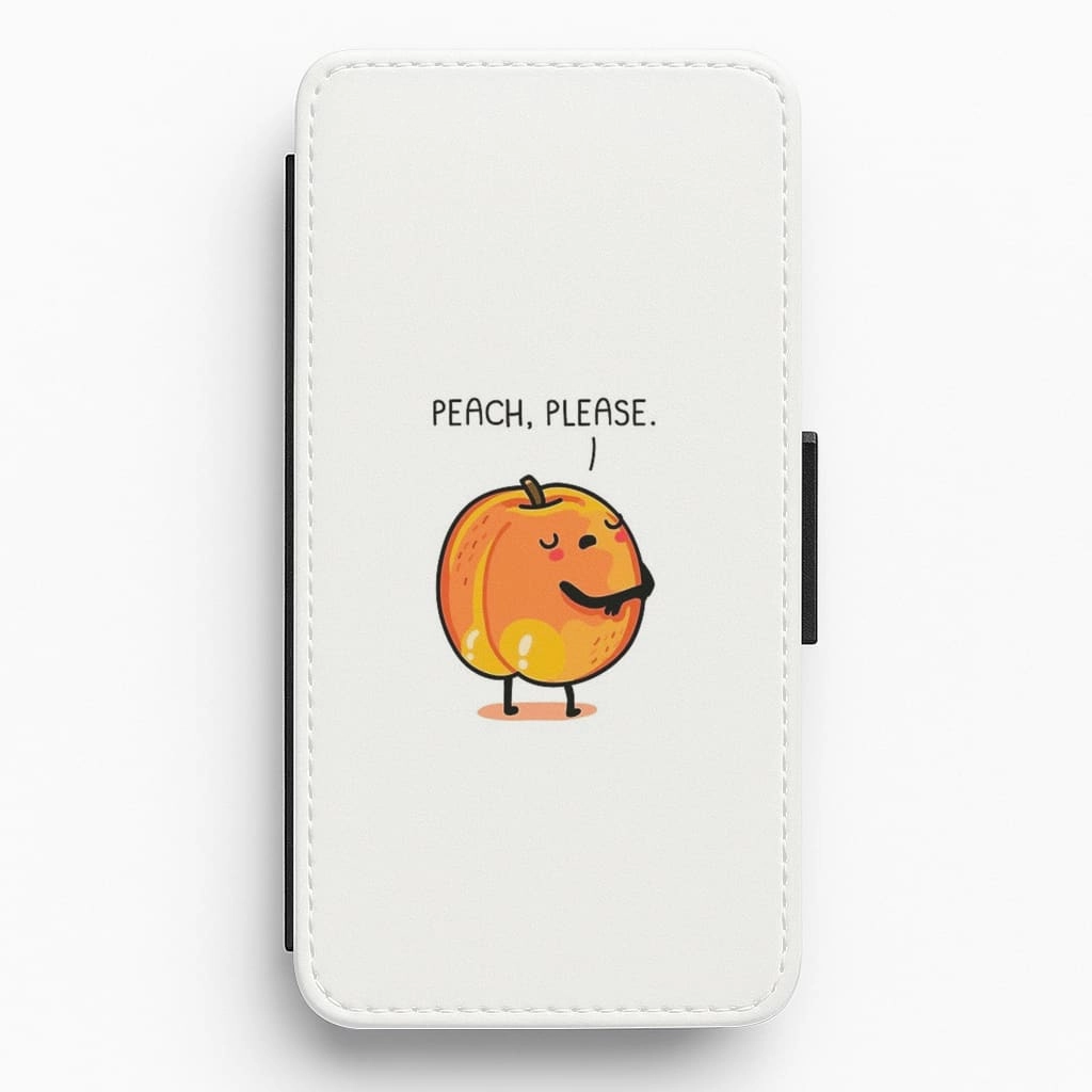 Matte Detail Peach, Please - Funny Pun Flip Wallet Phone Case