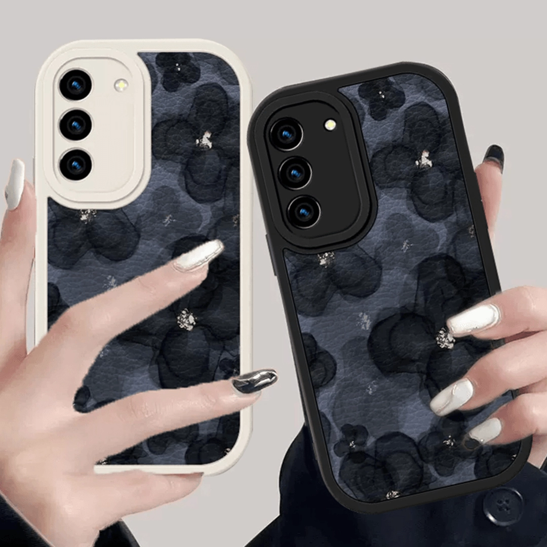 Retro Ink Painting Dark Flowers Case - Samsung Clear Surface