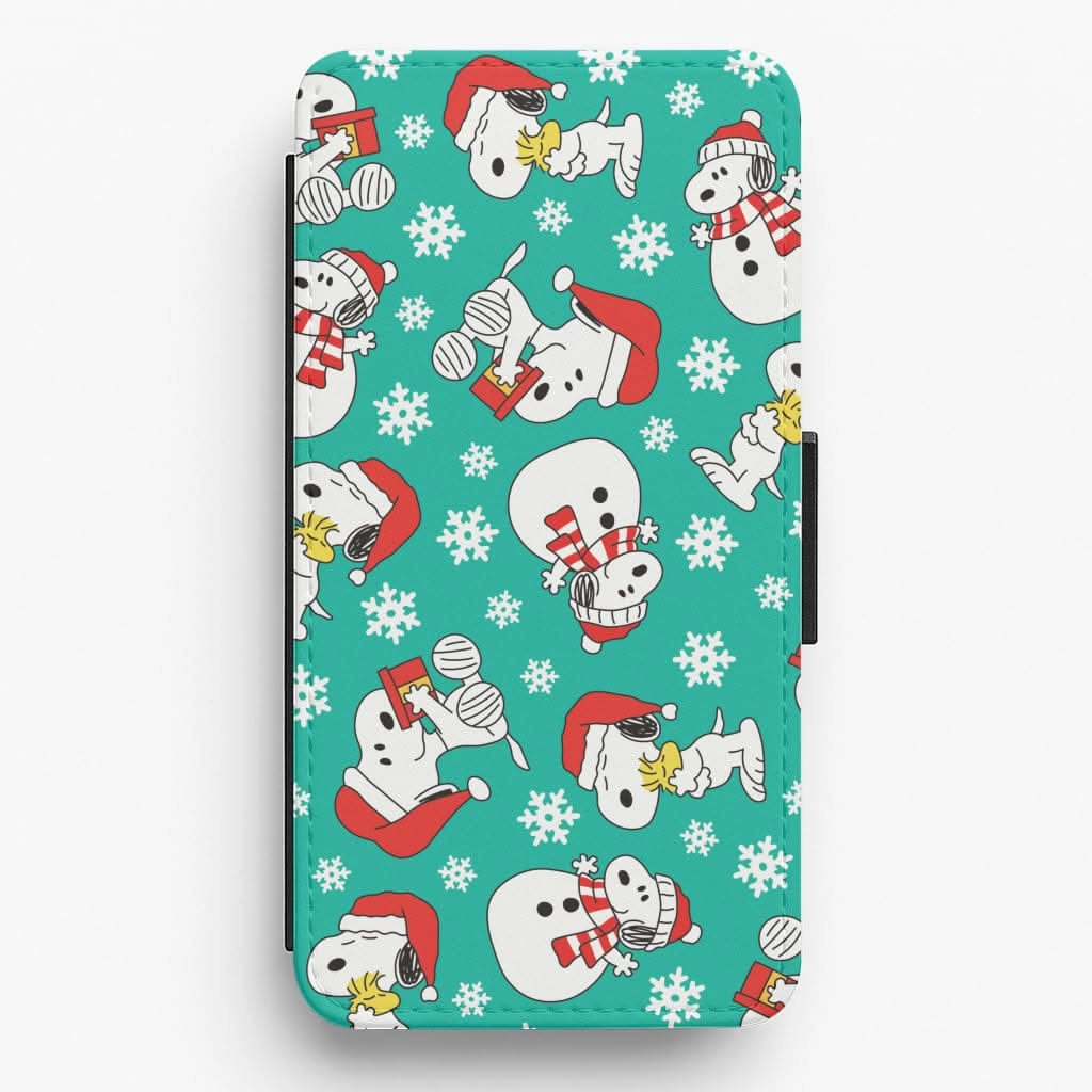 Marble Pattern Christmas Cartoon Beagle Pattern Flip / Wallet Phone Case