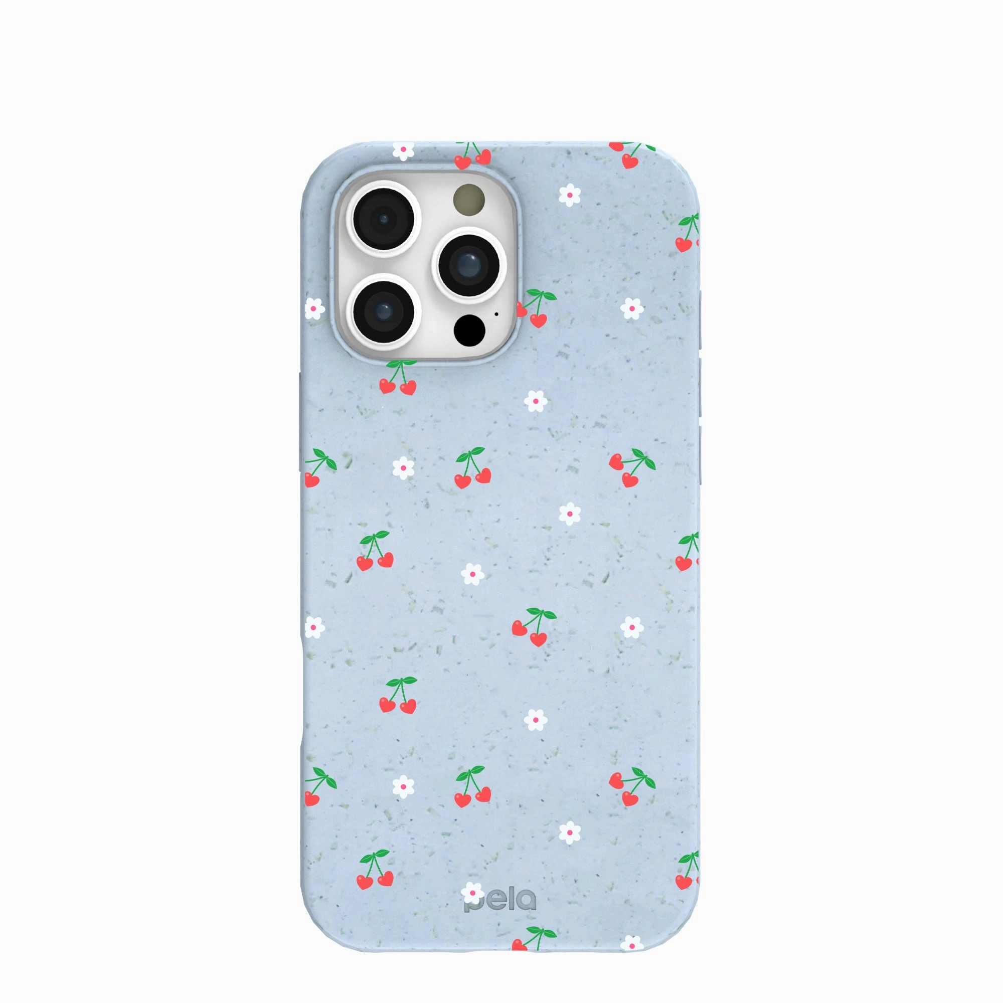Powder Blue Sweet Cherries iPhone 16 Pro Max Case Trendy Aesthetic Outdoor Use