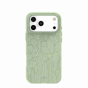 Sage Green Cacti iPhone 17 Pro Max Case Matte Design Texture