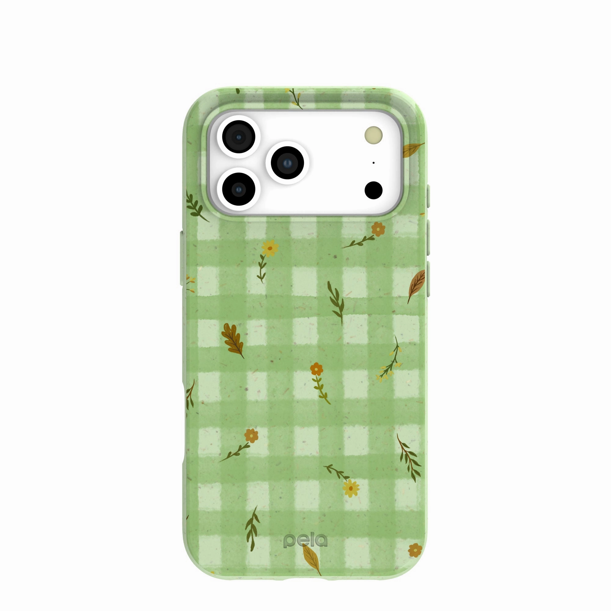 Minimal Surface Layer Handcrafted Design Sage Green Fall Gingham iPhone 17 Pro Max Case