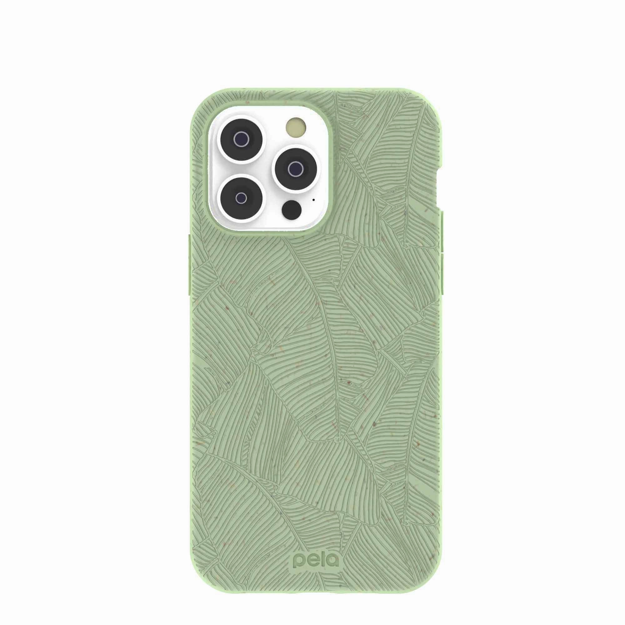 Sage Green Lushy Leaves iPhone 14 Pro Max Case Elegant Look Anti Slip