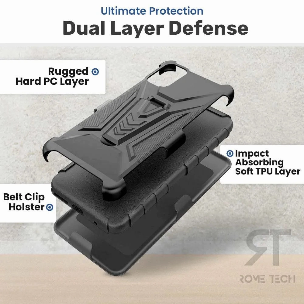 Elegant Surface Texture Smooth Pattern Finish Samsung Galaxy A03s Dual-Layer Holster Case with Kickstand