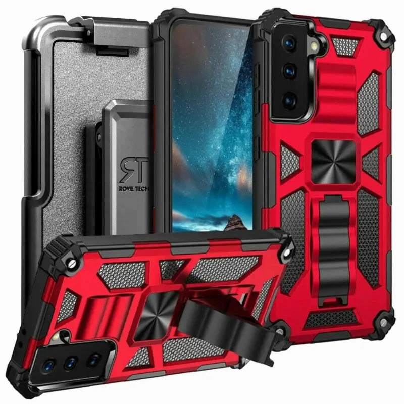 Samsung Galaxy S21 FE Armor Case Kickstand & Magnetic Mount Soft Layer Professional Style