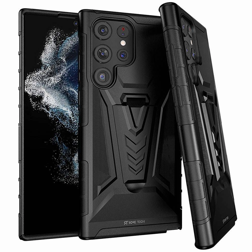 Anti scratch Samsung Galaxy S22 Ultra Dual-Layer Holster Case with Kickstand