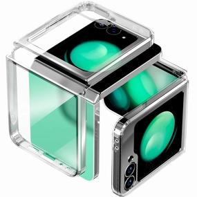 Samsung Galaxy Z Flip6 Hybrid Shockproof Clear Slim Acrylic Case Cover Flexible Hinge Rib Smooth Finish Touch Smooth Surface Layer