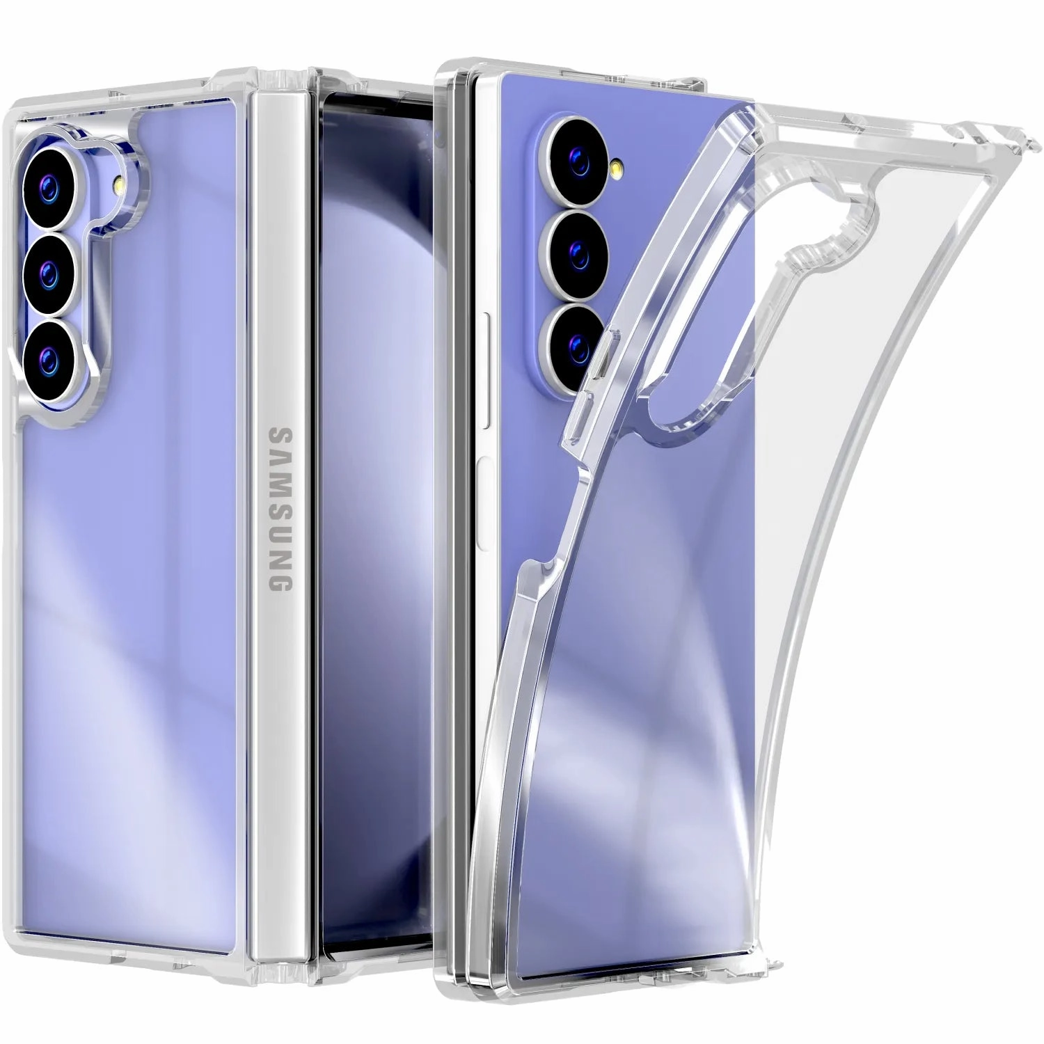Samsung Galaxy Z Fold 6 Hybrid Shockproof Clear Slim Acrylic Case Cover Flexible Hinge Rib Matte Touch