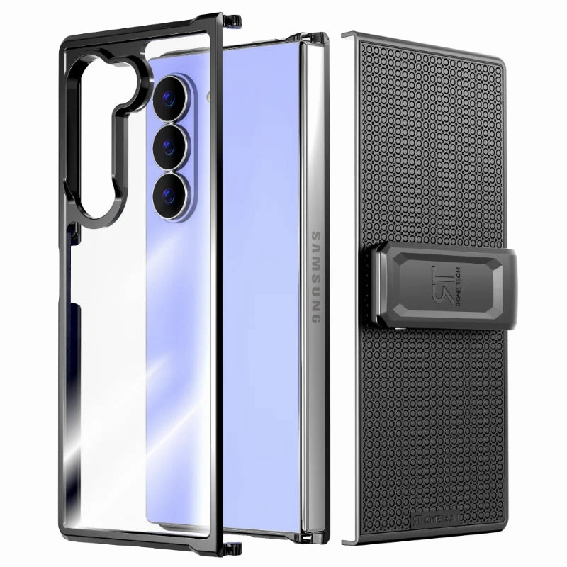 Casual Texture Samsung Galaxy Z Fold 6 Hybrid Shockproof Clear Slim Acrylic Case Cover Flexible Hinge Rib