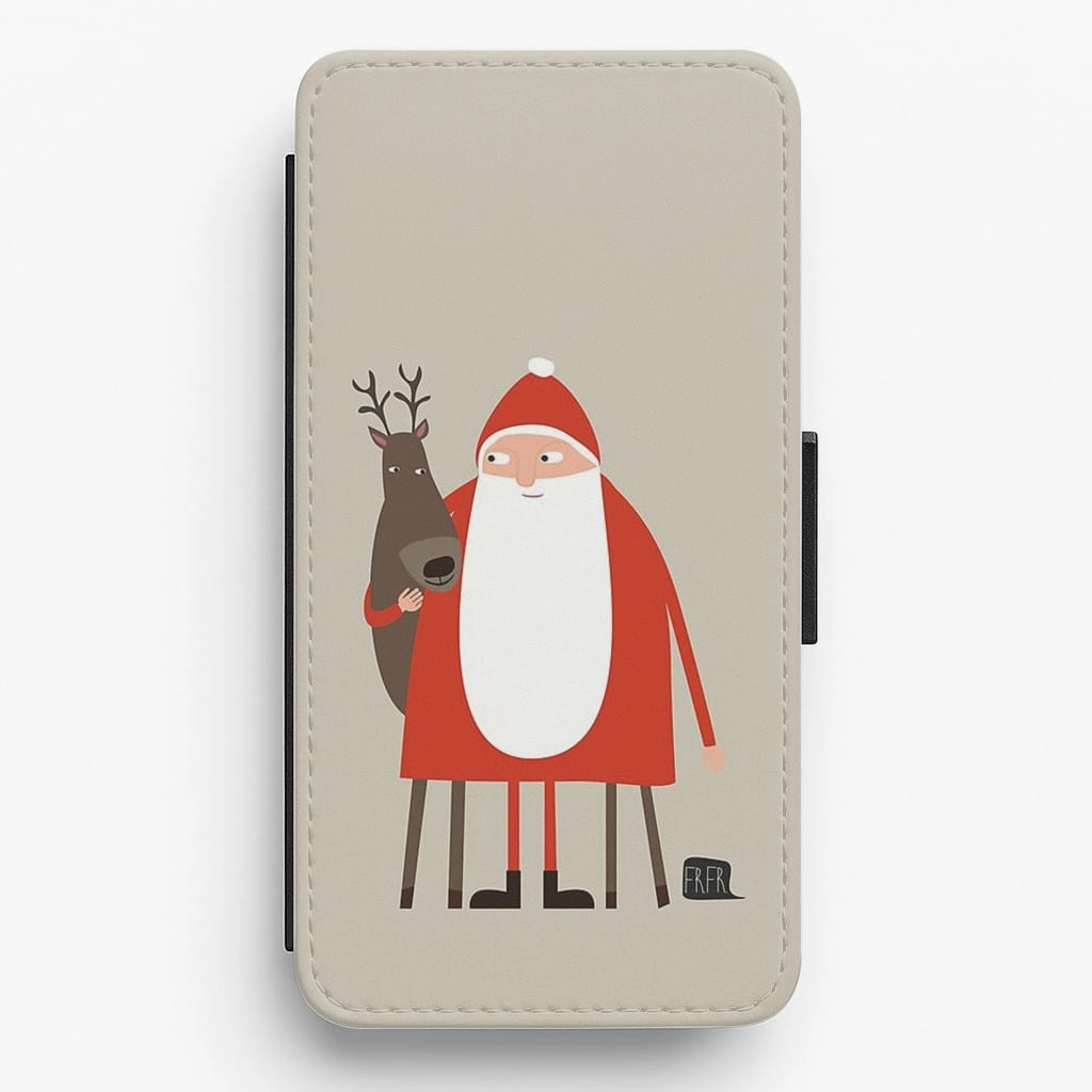Santa and Rudolph Flip / Wallet Phone Case Compact Design