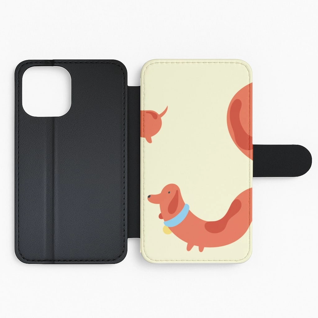 Soft Touching Sausage dog wrapped round - Dachshunds Flip / Wallet Phone Case