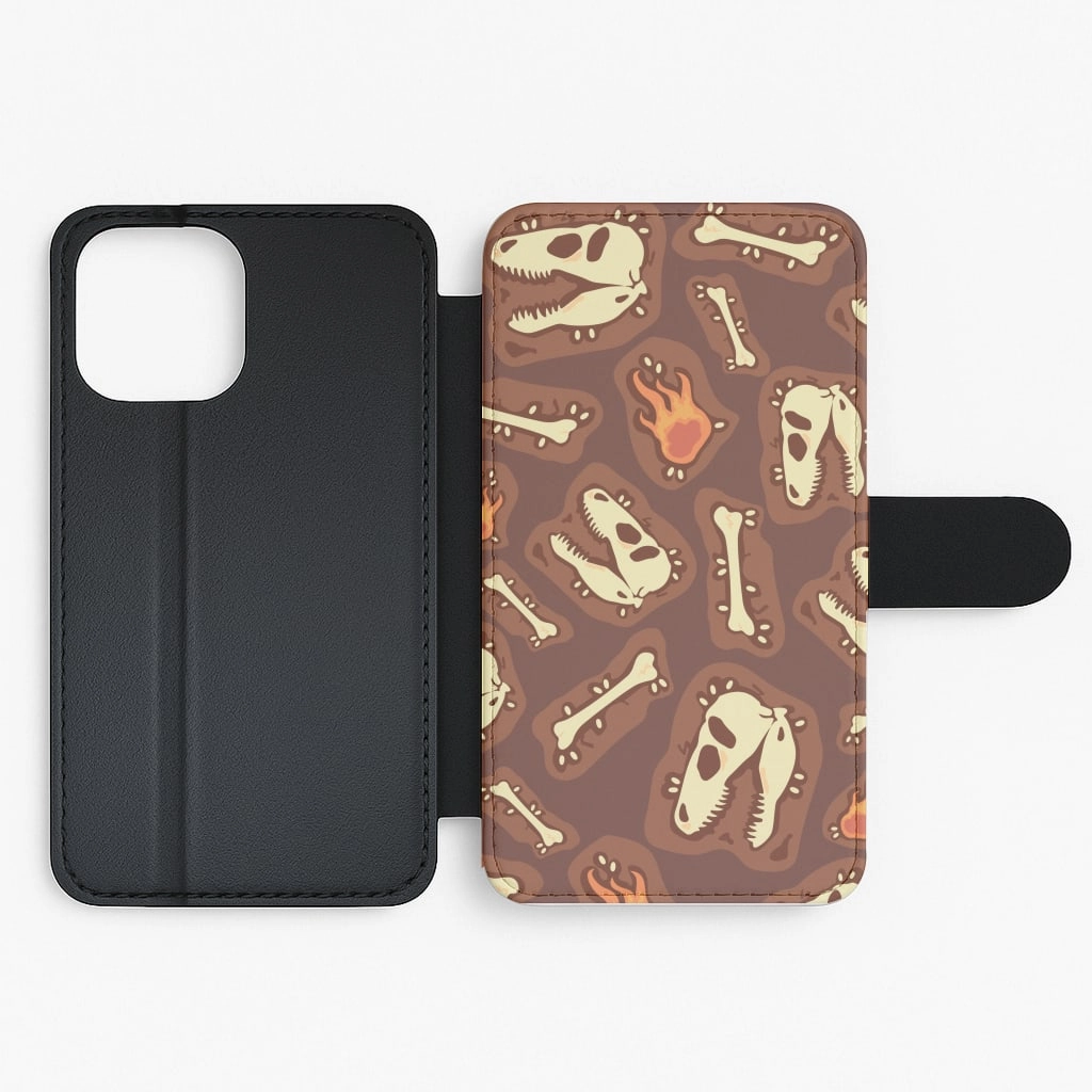 Stylish Surface Design Protective Material Bones And Skulls - Dinosaurs Flip / Wallet Phone Case