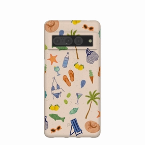 Modern Frame Minimal Texture Seashell Coastline Sketch Google Pixel 7 Pro Case