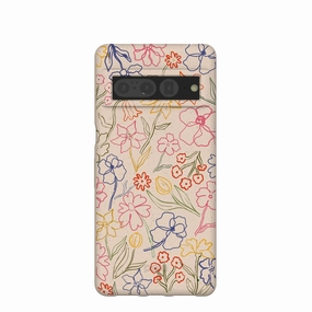 Seashell Petals Sketch Google Pixel 7 Pro Case Matte Detail Flexible Protection