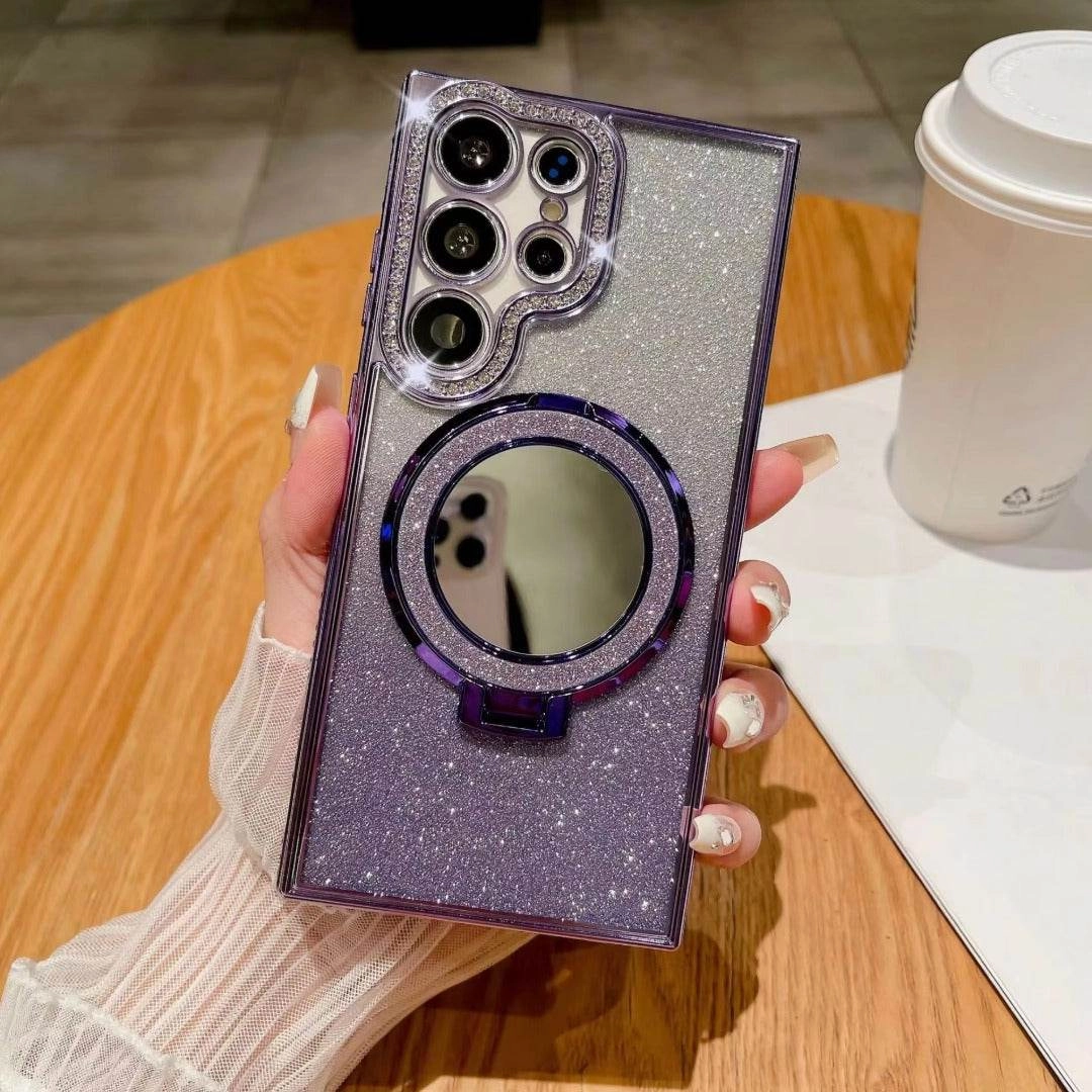 Shimmering Glitter Gradient Mirror Bracket Case - Samsung Scratch Resistant