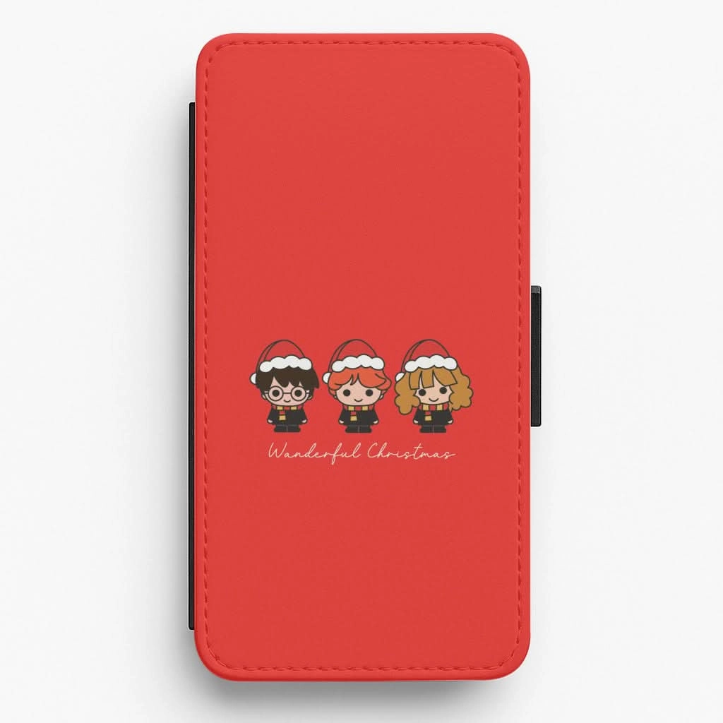 Wizards With Christmas Hats Flip / Wallet Phone Case Soft Look Texture