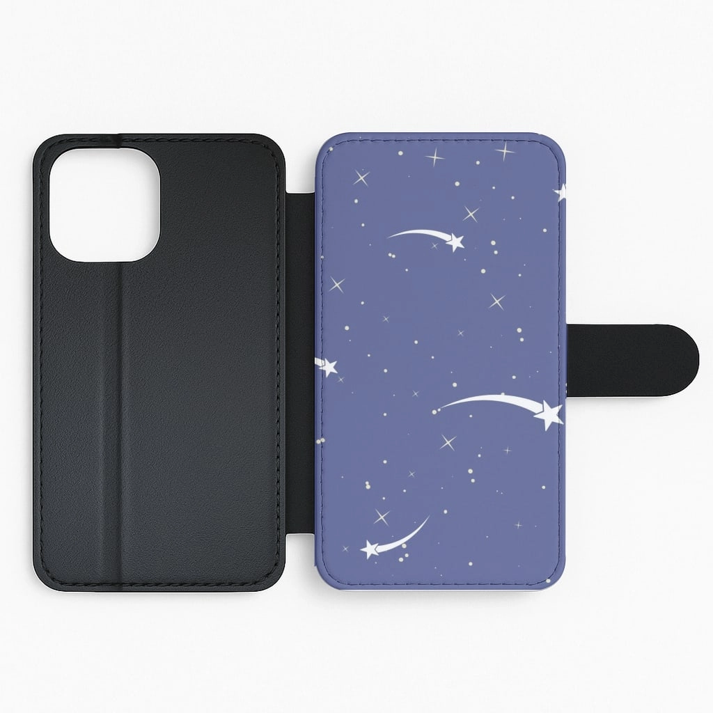 Compact Look Gloss Finish Shooting Star - Space Flip / Wallet Phone Case