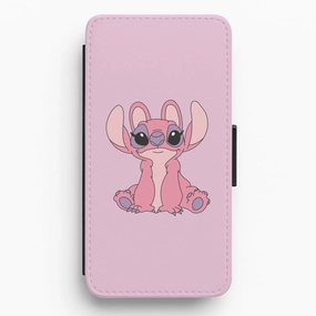 Fashion Edge Protective Edge Layer Sitting Down - Pink Alien Flip / Wallet Phone Case