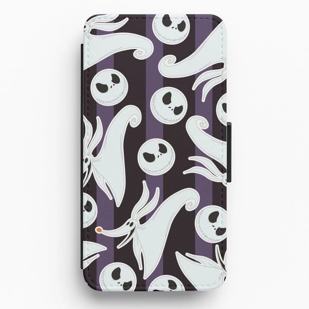 Trendy Finish Skeleton Dog And Face Pattern Flip / Wallet Phone Case
