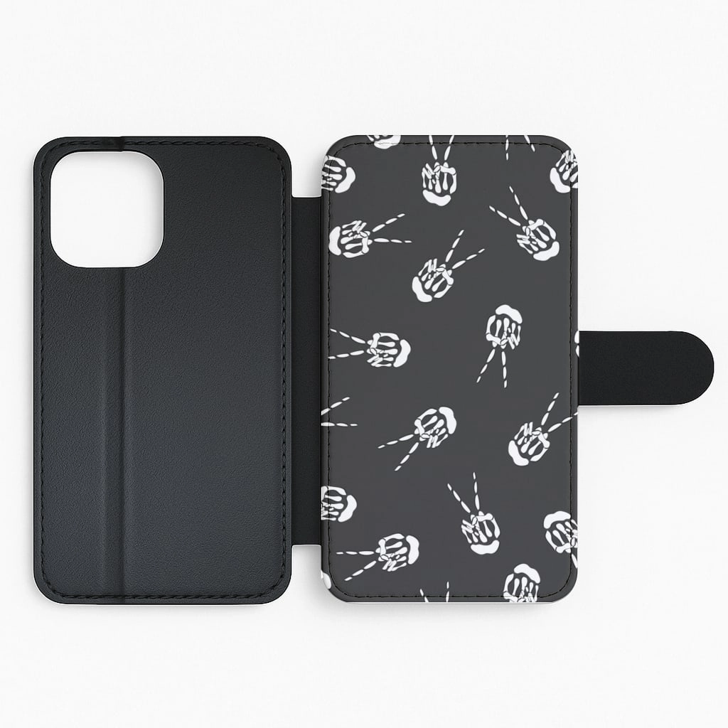 Lightweight Protection Comfort Layer Texture Skeleton Fingers - Halloween Flip / Wallet Phone Case