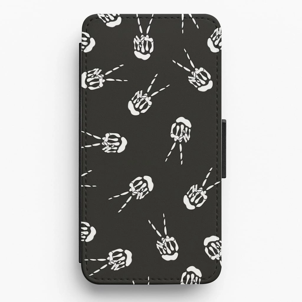 Sleek Finish Flexible Pattern Skeleton Fingers - Halloween Flip / Wallet Phone Case