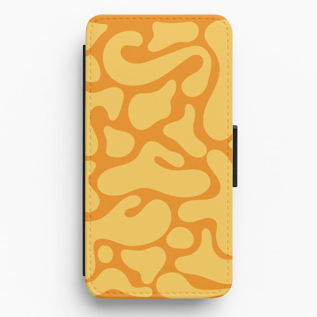 Refined Shield Yellow Blobs Abstract Pattern Flip / Wallet Phone Case