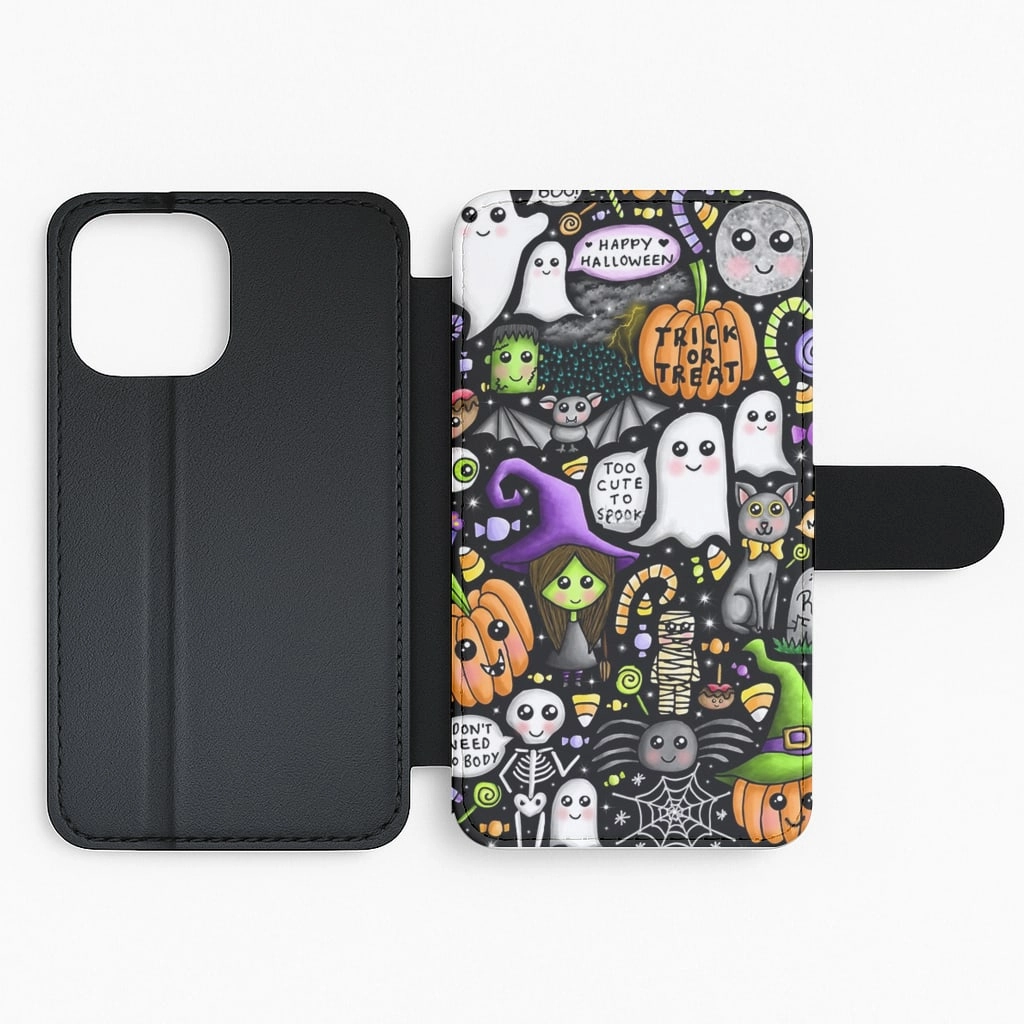 Lightweight texture Classic Grip Colourful Halloween Pattern Flip / Wallet Phone Case