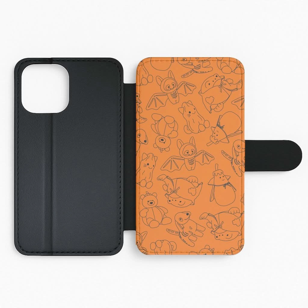 Halloween Plushies Pattern I - Halloween Flip / Wallet Phone Case Comfort Fit Simple Finish