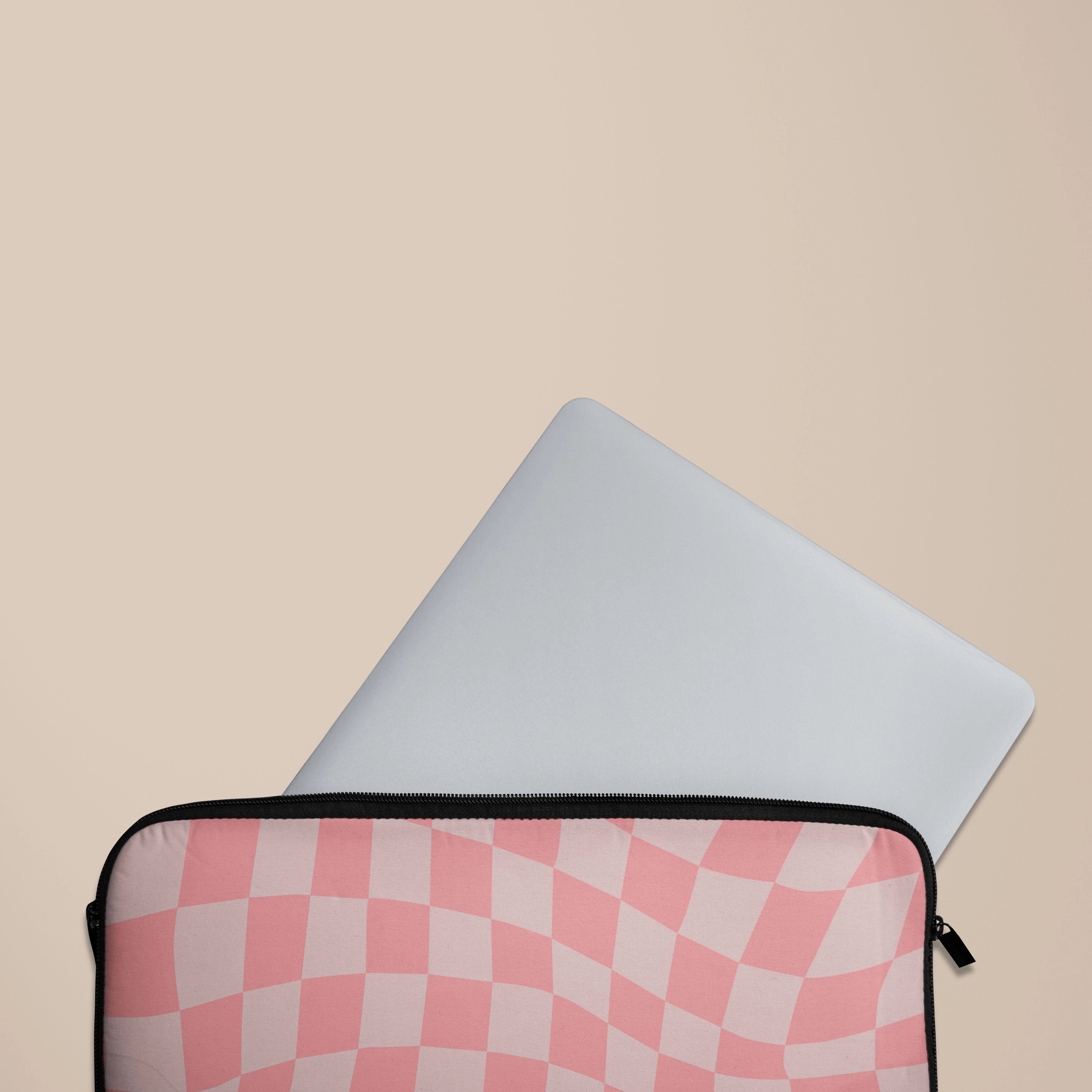 Easy Grip Pink Wave Checkered Laptop Sleeve