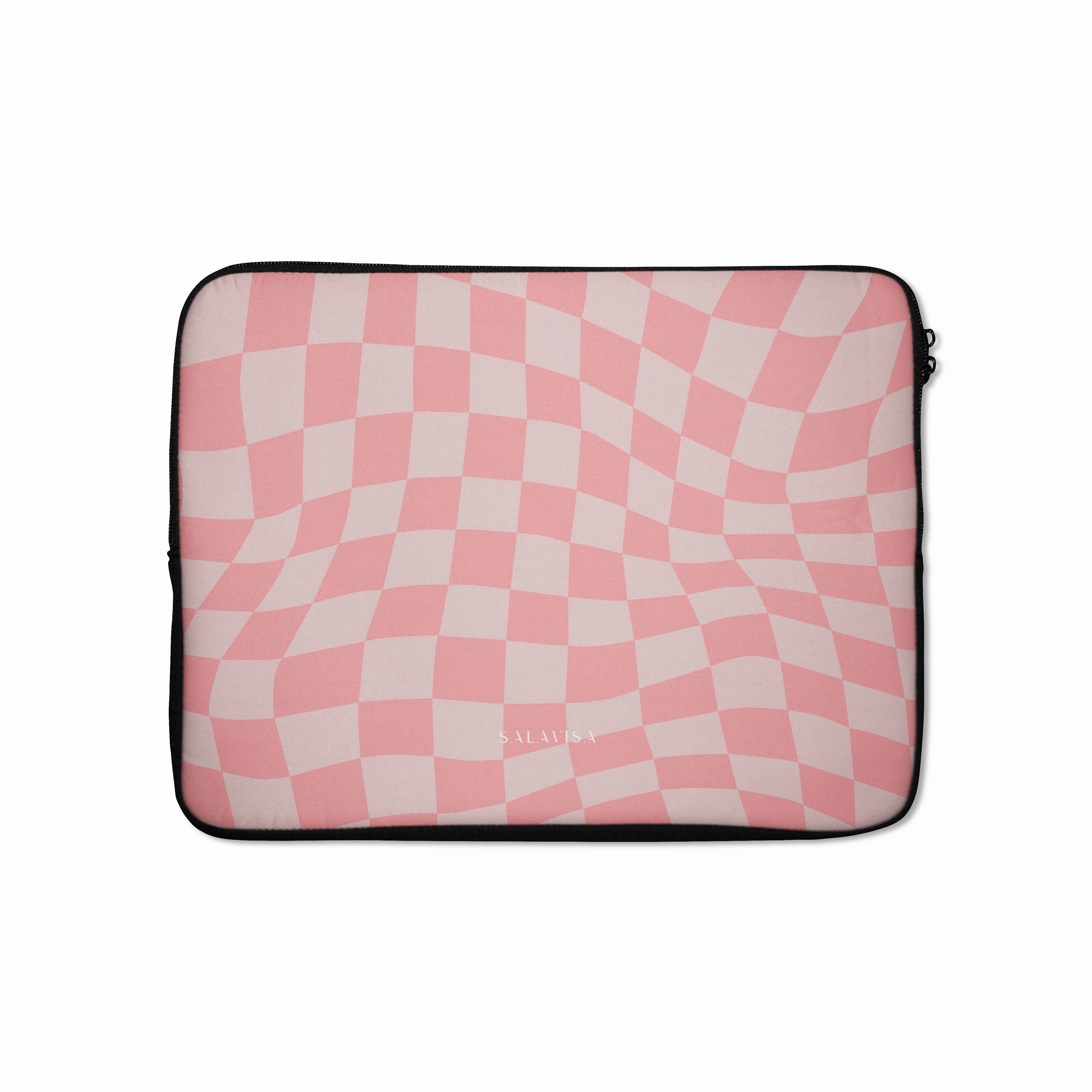 Durable Coating Durable Quality Pink Wave Checkered Laptop Sleeve