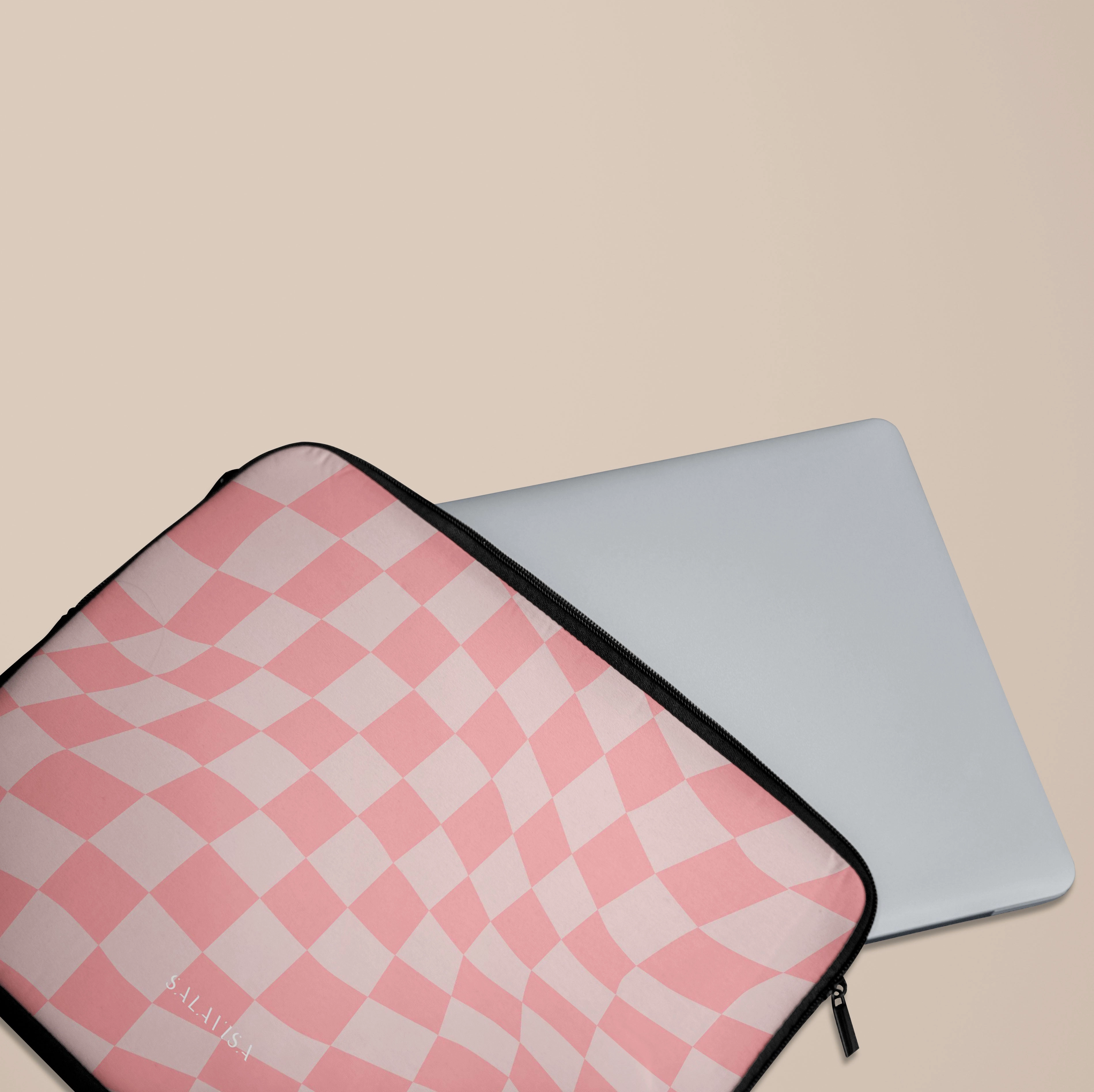 Pink Wave Checkered Laptop Sleeve Compact Frame