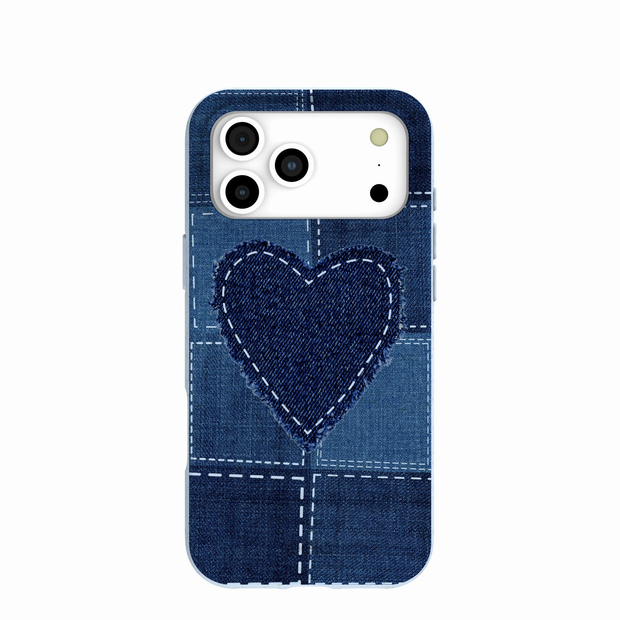 Powder Blue Denim Heart iPhone 17 Pro Max Case Soft Layer