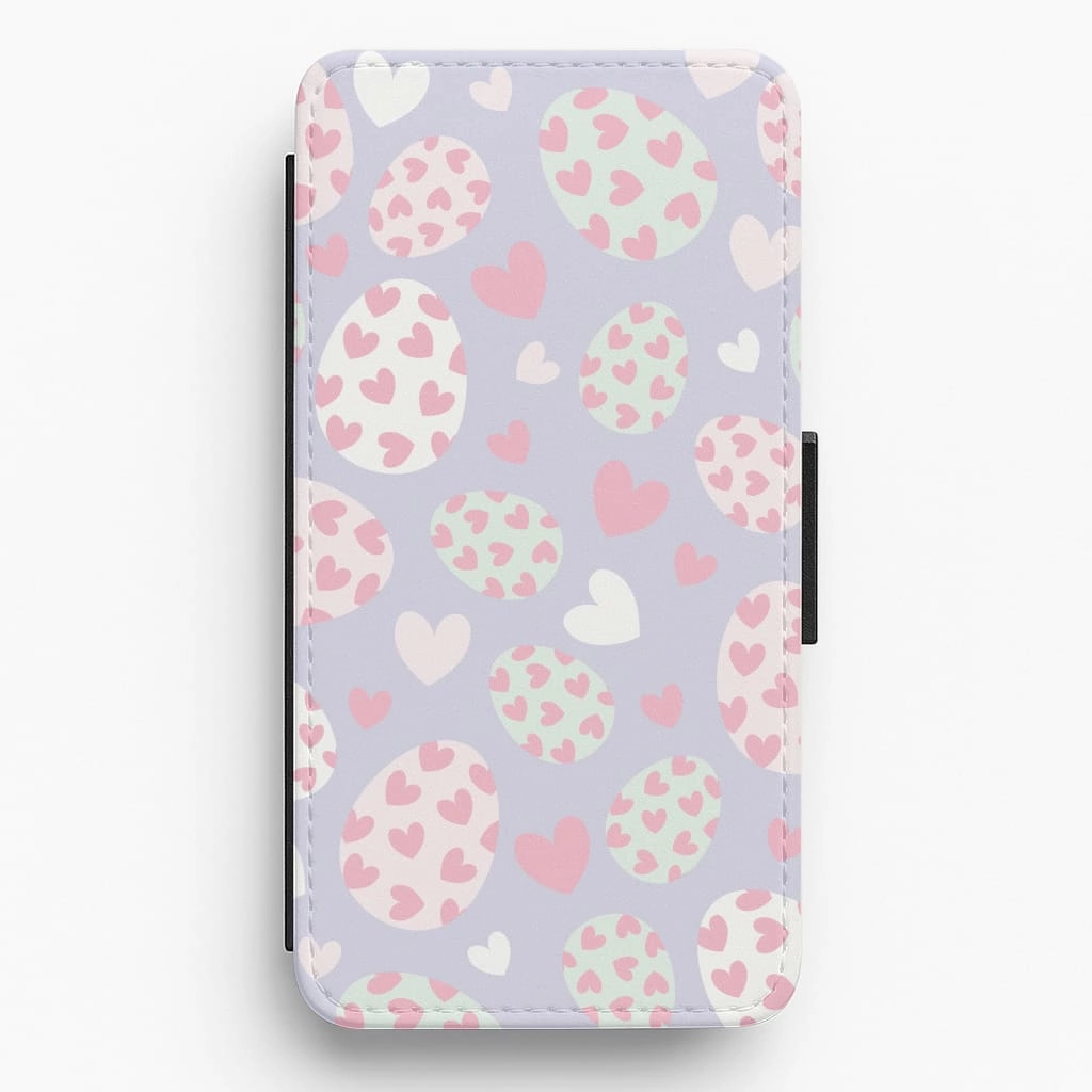 Modern Build Urban Design Heart Easter Eggs Pattern Flip / Wallet Phone Case