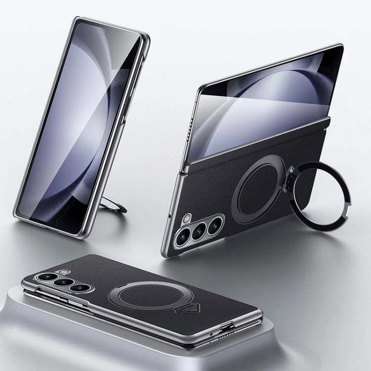 Galaxy Z Fold7 Infinity Luxe Leather Kickstand Case Rugged Pattern Design