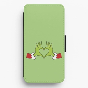 Christmas Green Heart Flip / Wallet Phone Case Hybrid Texture dust protection