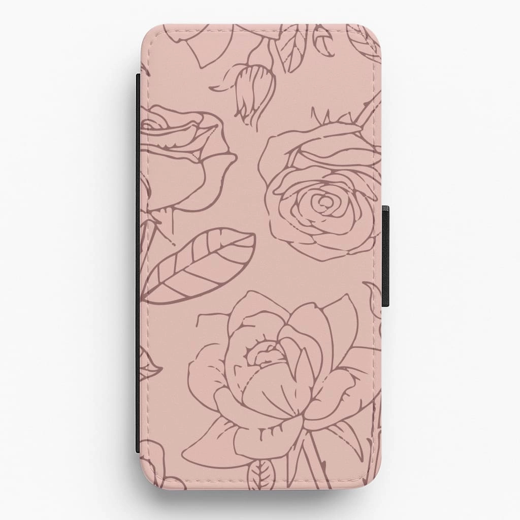 Roses - Foliage Flip / Wallet Phone Case Classic Finish