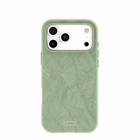 Sage Green Lushy Leaves iPhone 17 Pro Max Case Polished Surface Texture Durable Shell
