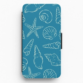 Sketched Shells Pattern Flip / Wallet Phone Case Tight Fit