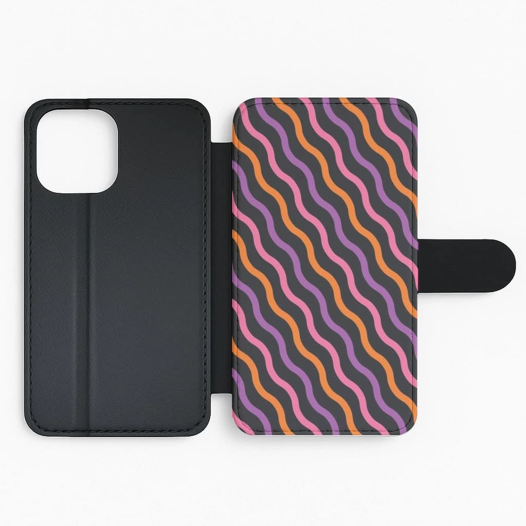 Everyday Look Hybrid Finish Wavy Abstract Halloween Pattern Flip / Wallet Phone Case