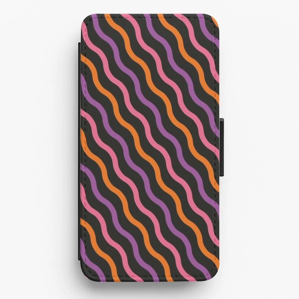 Wavy Abstract Halloween Pattern Flip / Wallet Phone Case Ergonomic Shape Rugged Build Texture